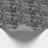 黒絵画色の灰色の白いクモの巣 ラッピングペーパー (角)