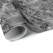 黒絵画色の灰色の白いクモの巣 ラッピングペーパー (ロールコーナー)