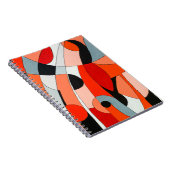 黒絵画色、白い曲がった抽象芸術 ノートブック (右側)