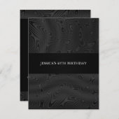 黒絹フェイク織物抽象芸術誕生会 招待状 (正面/裏面)