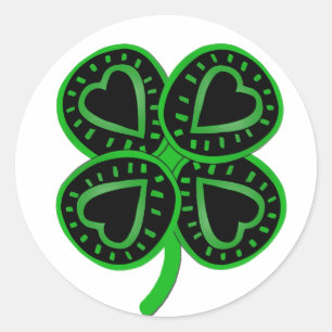 黒緑のクローバーハートSt patty's dayシール ラウンドシール