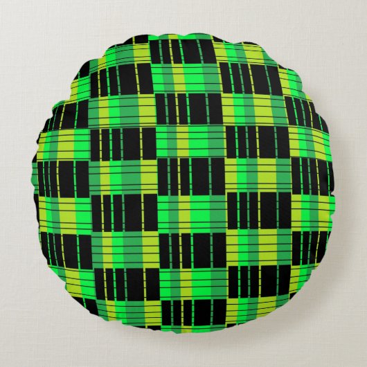 黒緑のポフ枕抽象芸術枕 ラウンドクッション (正面)