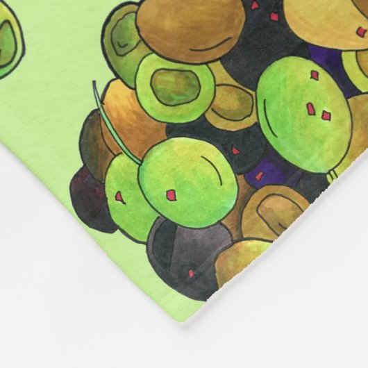 黒緑地中海の混合オリーブギリシャ料理 フリースブランケット (角)