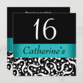 黒緑色の水のような優雅なあらゆる年齢の祝賀会 招待状 (正面/裏面)