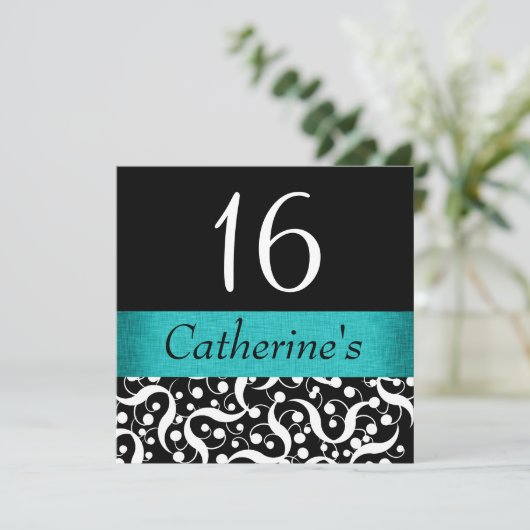 黒緑色の水のような優雅なあらゆる年齢の祝賀会 招待状 (スタンド正面)