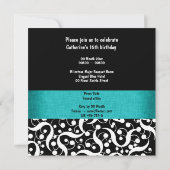黒緑色の水のような優雅なあらゆる年齢の祝賀会 招待状 (裏面)
