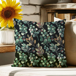 黒緑花文様 クッション