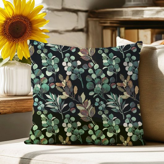黒緑花文様 クッション