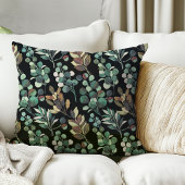 黒緑花文様 クッション
