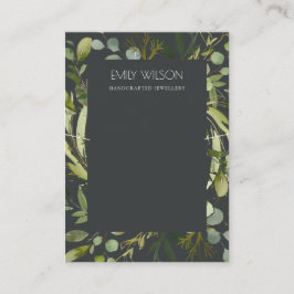 黒緑葉リース枠ネックレスディスプレイ 名刺