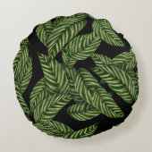 黒緑豊かな豪華な丸枕 ラウンドクッション (裏面)