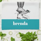 黒線スケッチ- LyreBird キッチンタオル (折り畳み)