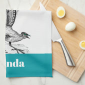 黒線スケッチ- LyreBird キッチンタオル (四つ折り)