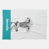 黒線スケッチ- LyreBird キッチンタオル (横)