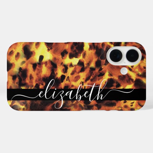 黒線ホワイトスクリプトあなたの名前Tortoiseshell Case-Mate iPhoneケース (裏面 (横))