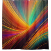 黒線白熱［赤熱］光を放つ抽象芸術カラフルデザイン シャワーカーテン (正面)