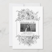 黒線花模様写真葬儀プログラム 招待状 (正面)