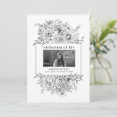 黒線花模様写真葬儀プログラム 招待状 (スタンド正面)