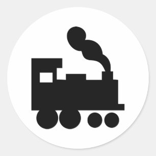 黒線鉄道アイコン ラウンドシール