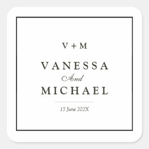 黒縁どシンプル結婚ユニークの スクエアシール