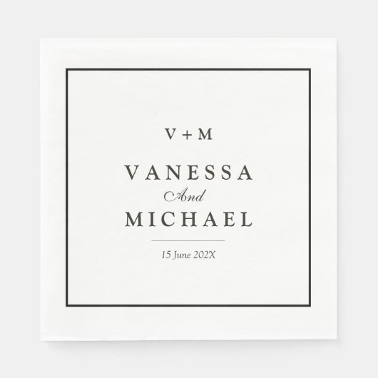 黒縁どシンプル結婚ユニークの スタンダードランチョンナプキン (正面)