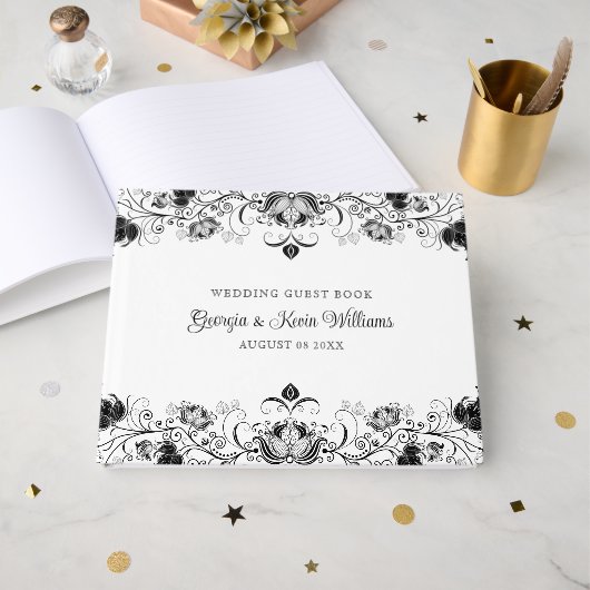黒縁どフローラオン白 ゲストブック (正面見開き)
