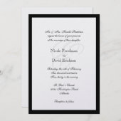 黒縁ど伝統的結婚きらめく 招待状 (正面/裏面)