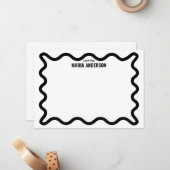 黒縁ど波パーソナライズされた ノートカード (正面/裏面インサイチュ)