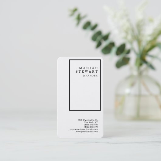 黒縁ど白ミニマエレガントリスト 名刺 (スタンド正面)