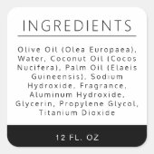 黒縁ど白原料リスト製品ラベル スクエアシール (正面)