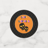 黒縁ど色のスカルハッピーハローウィンバルーン コンフェッティ (スモール正面)