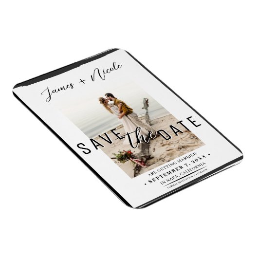 黒縁ど重ね写真の保存結婚日 マグネット (右側)