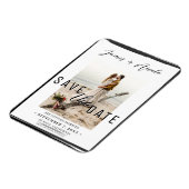 黒縁ど重ね写真の保存結婚日 マグネット (左側)