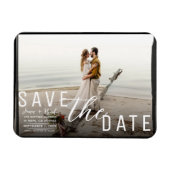 黒縁ど重ね写真の保存結婚日 マグネット (横)