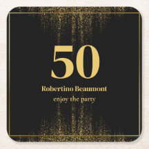 黒縁ど金ゴールドモダングリッター50誕生日