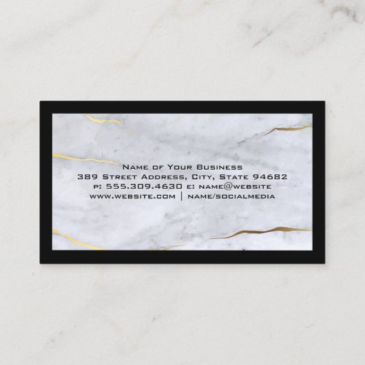 黒縁ど |金ゴールド大理石テクスチャの背景 名刺 (裏面)