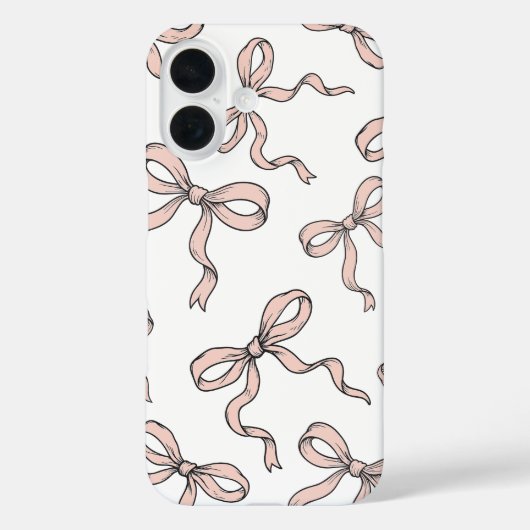 黒縁のキュートなピンクのリボンのリボン Case-Mate iPhoneケース (裏面)