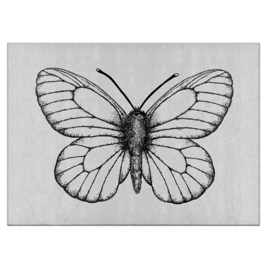 黒縁の白い蝶 カッティングボード (正面)