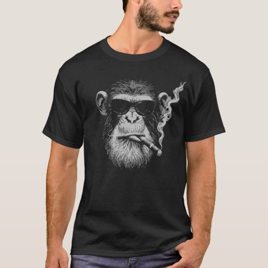 黒縁眼鏡と葉巻のギャング猿 Tシャツ (正面)