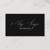 黒署名スクリプトプロフェッショナルQRコード 名刺 (正面)