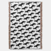 黒羊飼い犬のパターン スローブランケット (正面縦)