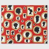 黒美しいヴィンテージアフリカカメオ ラッピングペーパー (フラット)