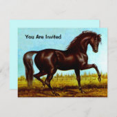 黒美しい馬誕生会の招待 招待状 (正面/裏面)