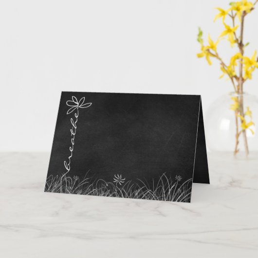 黒考える板の カード (黄色い花)