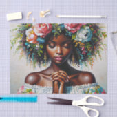 黒肌の女性の祈フローラポートレート 薄葉紙 (クラフト)