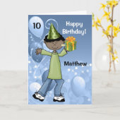 黒肌の男の子の年齢が特定の誕生日 カード (黄色い花)