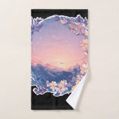 黒背景と山の景色 バスタオルセット (ハンドタオル)