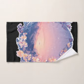 黒背景と山の景色 バスタオルセット (ハンドタオル)