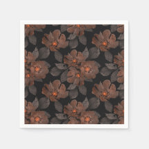 黒背景にオレンジと茶色の花