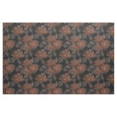 黒背景にオレンジと茶色の花 ファブリック (ファットクウォーター)